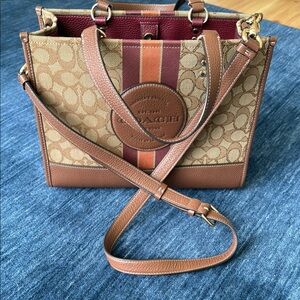 Coach Brown and Tan Satchel Bag with Signature Style